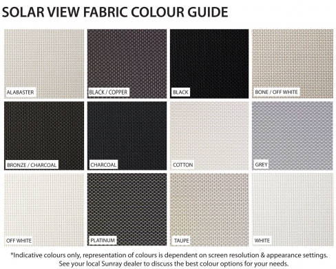 Solarview fabric colours